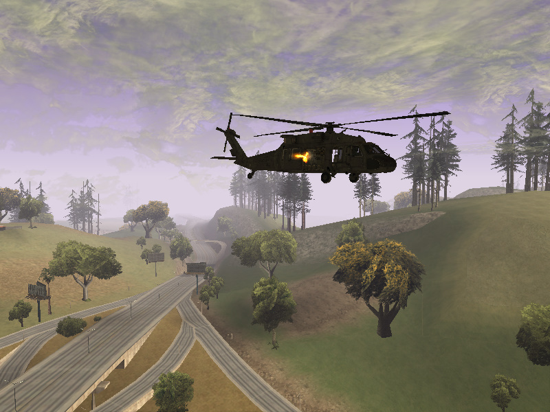 Helicoptero 4-ST Estadounidense abriendo fuego contra los alemanes en Los santos.